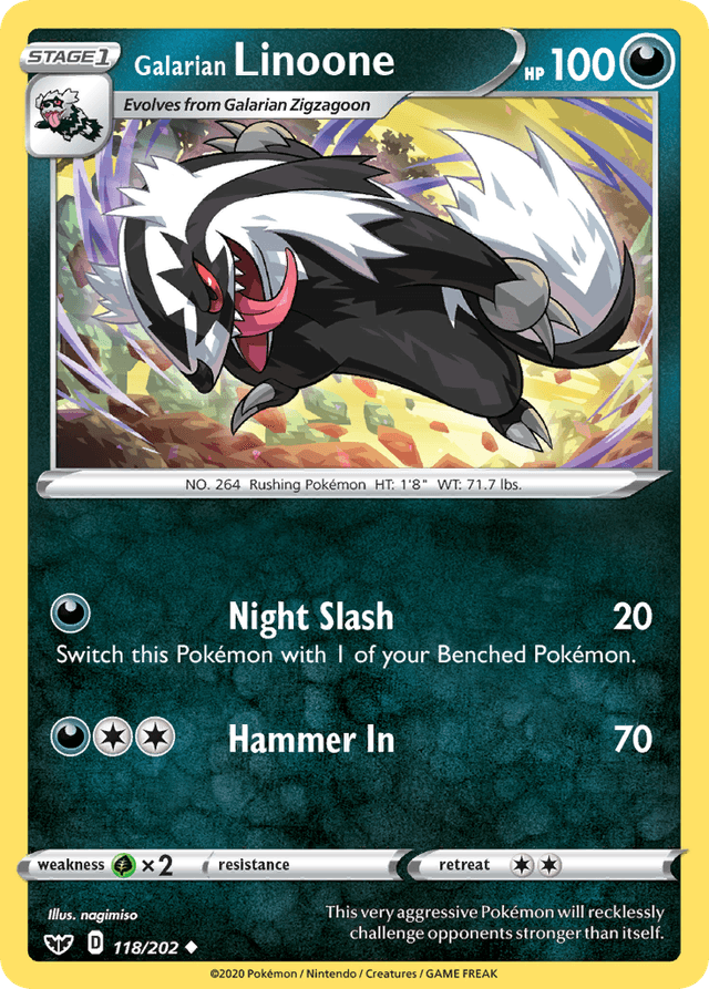 Carta Galarian Linoone 118/202 do set Sword & Shield — Pokémon TCG | Bynx