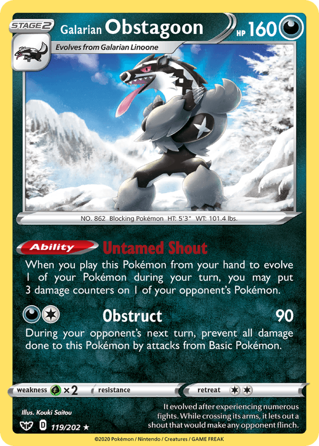 Carta Galarian Obstagoon 119/202 do set Sword & Shield — Pokémon TCG | Bynx