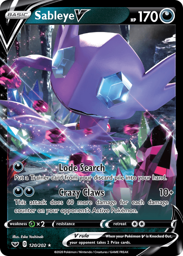 Carta Sableye V 120/202 do set Sword & Shield — Pokémon TCG | Bynx