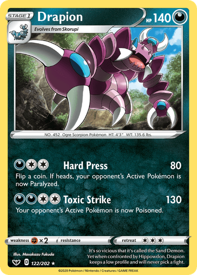 Carta Drapion 122/202 do set Sword & Shield — Pokémon TCG | Bynx