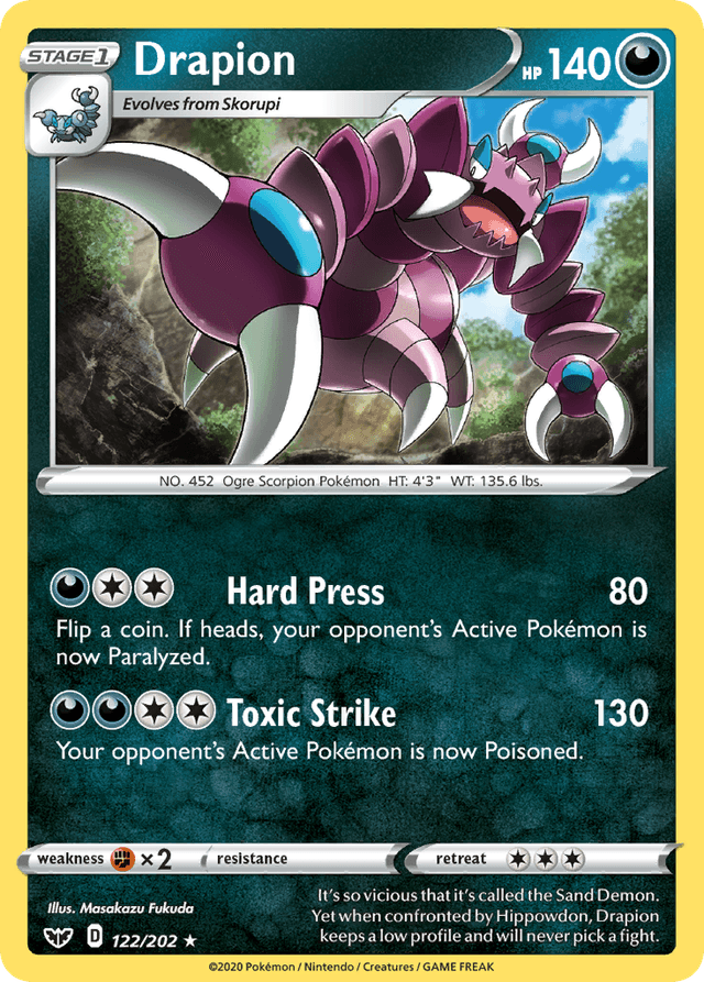 Carta Drapion 122/202 do set Sword & Shield — Pokémon TCG | Bynx