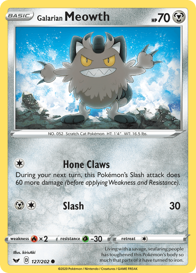 Carta Galarian Meowth 127/202 do set Sword & Shield — Pokémon TCG | Bynx