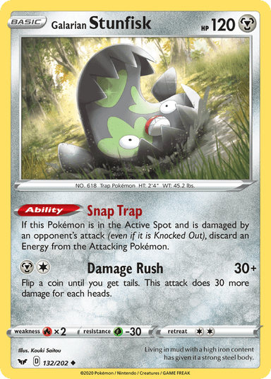 Carta Galarian Stunfisk 132/202 do set Sword & Shield — Pokémon TCG | Bynx