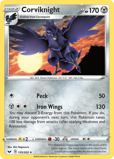 Carta Corviknight 135/202 do set Sword & Shield — Pokémon TCG | Bynx