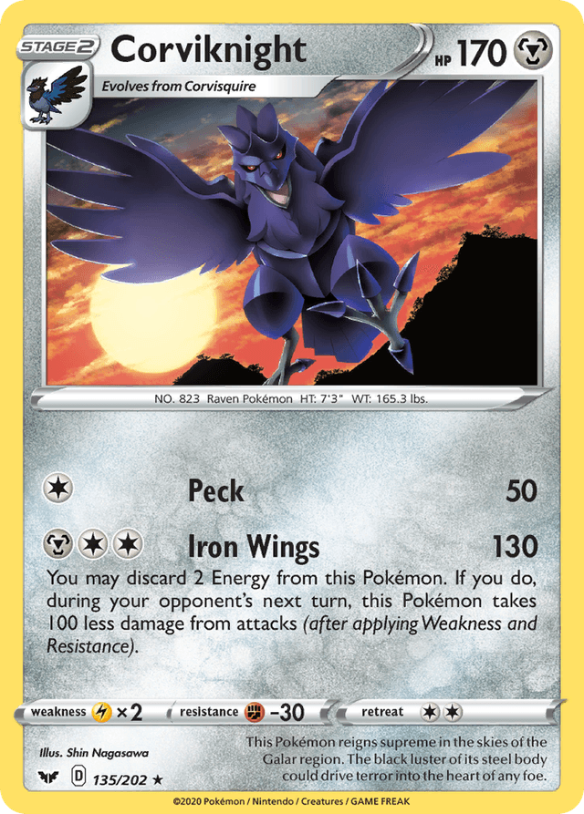 Carta Corviknight 135/202 do set Sword & Shield — Pokémon TCG | Bynx