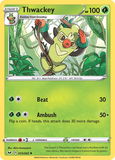 Carta Thwackey 13/202 do set Sword & Shield — Pokémon TCG | Bynx