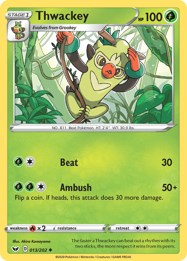 Carta Thwackey 13/202 do set Sword & Shield — Pokémon TCG | Bynx