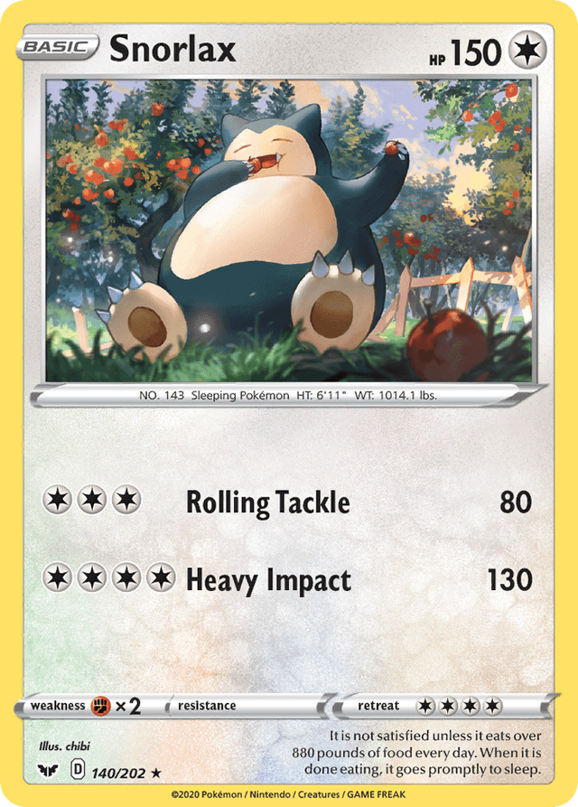 Carta Snorlax 140/202 do set Sword & Shield — Pokémon TCG | Bynx