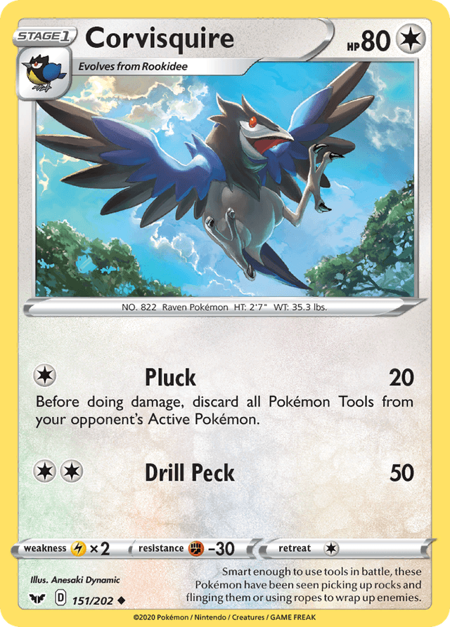 Carta Corvisquire 151/202 do set Sword & Shield — Pokémon TCG | Bynx