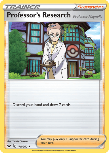 Carta Professor's Research (Professor Magnolia) 178/202 do set Sword & Shield — Pokémon TCG | Bynx