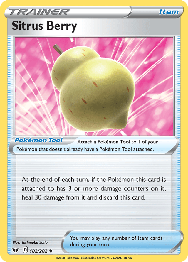 Carta Sitrus Berry 182/202 do set Sword & Shield — Pokémon TCG | Bynx