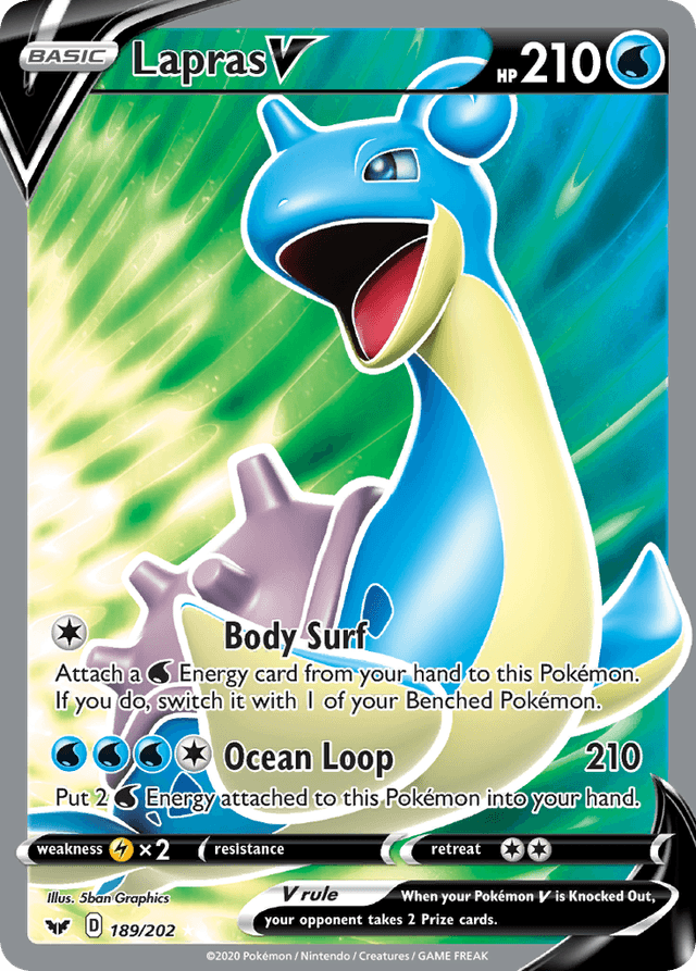 Carta Lapras V 189/202 do set Sword & Shield — Pokémon TCG | Bynx