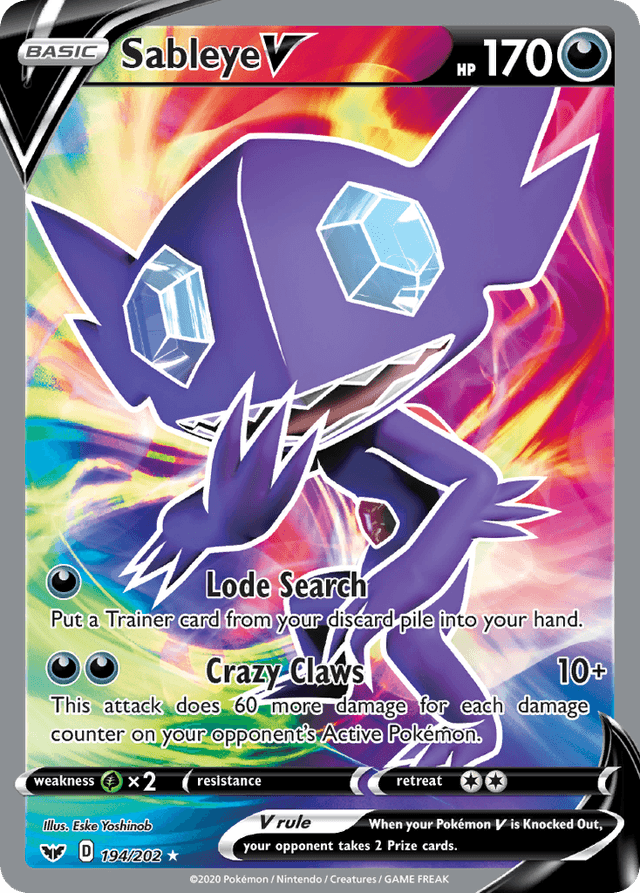 Carta Sableye V 194/202 do set Sword & Shield — Pokémon TCG | Bynx