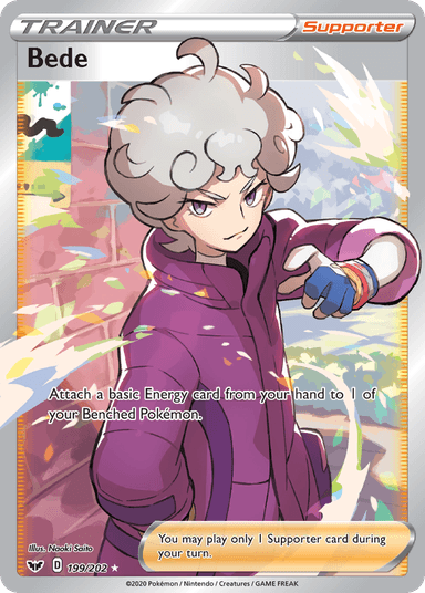Carta Bede 199/202 do set Sword & Shield — Pokémon TCG | Bynx