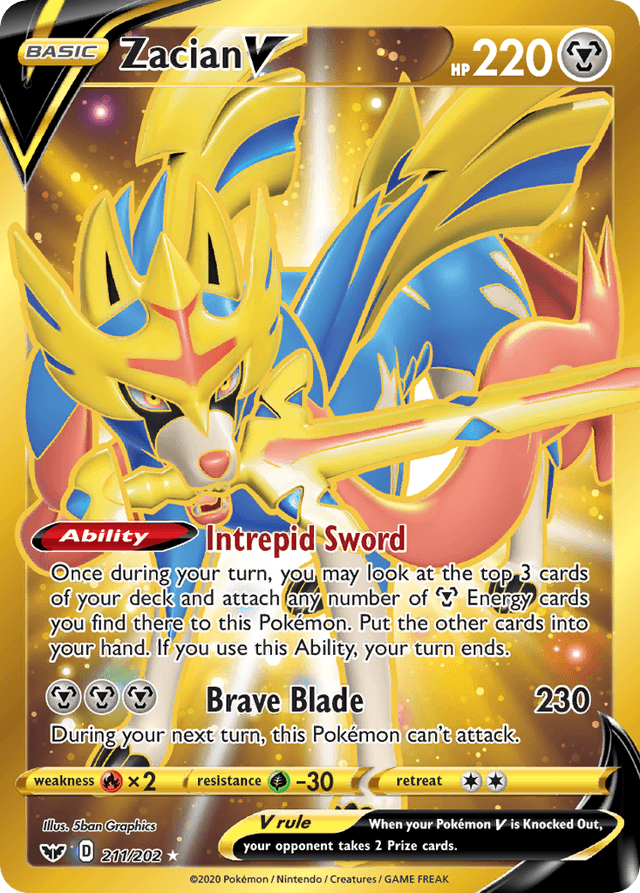 Carta Zacian V 211/202 do set Sword & Shield — Pokémon TCG | Bynx