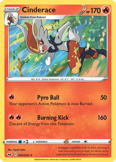 Carta Cinderace 35/202 do set Sword & Shield — Pokémon TCG | Bynx