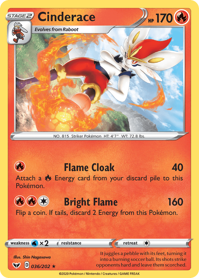 Carta Cinderace 36/202 do set Sword & Shield — Pokémon TCG | Bynx