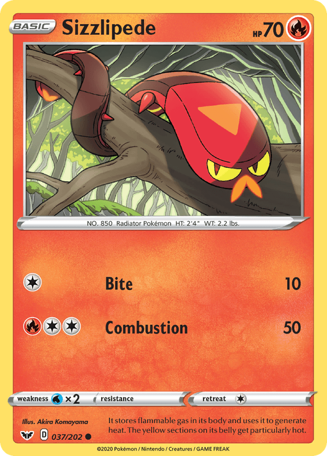 Carta Sizzlipede 37/202 do set Sword & Shield — Pokémon TCG | Bynx