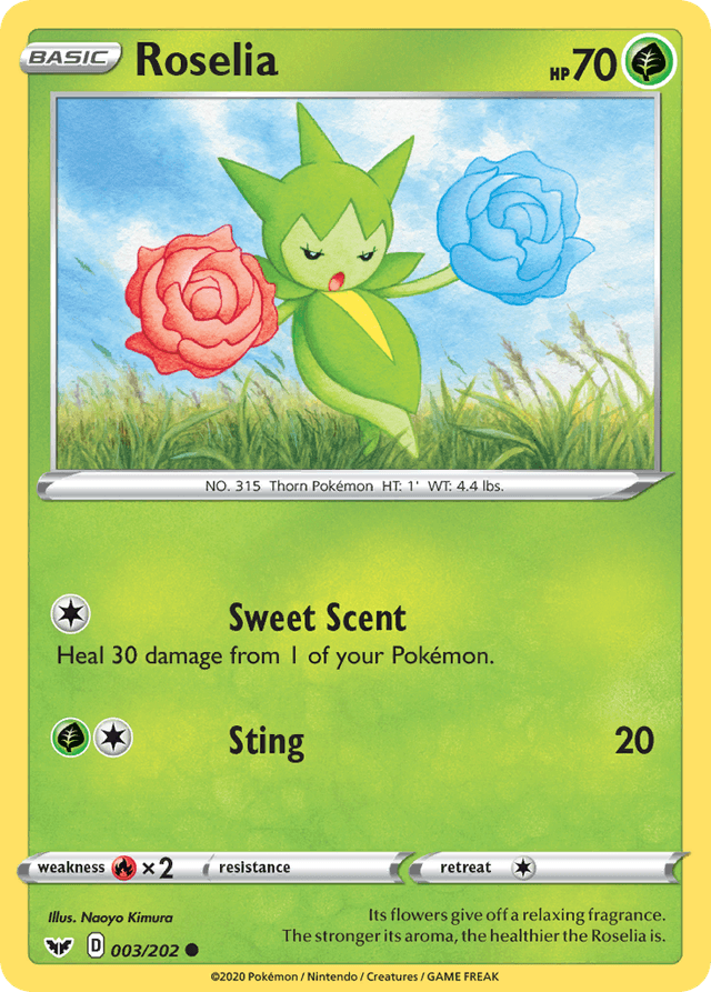 Carta Roselia 3/202 do set Sword & Shield — Pokémon TCG | Bynx