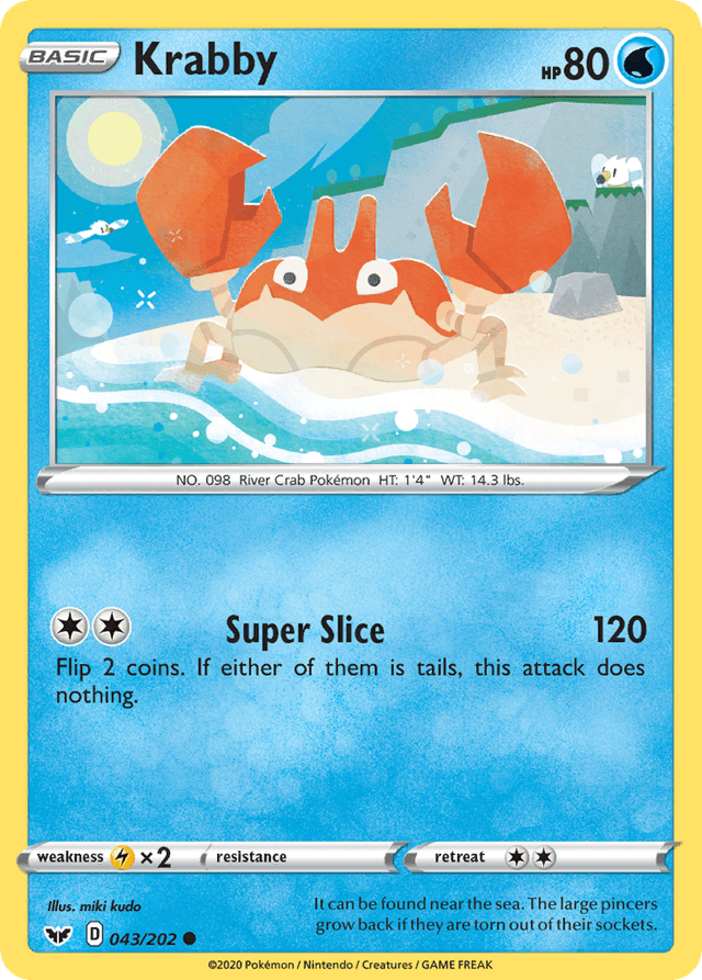 Carta Krabby 43/202 do set Sword & Shield — Pokémon TCG | Bynx
