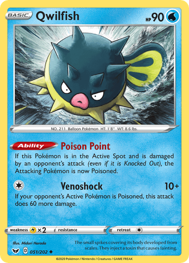 Carta Qwilfish 51/202 do set Sword & Shield — Pokémon TCG | Bynx