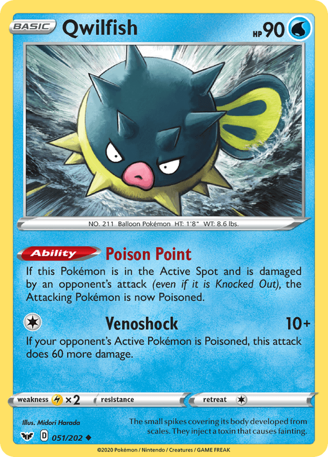 Carta Qwilfish 51/202 do set Sword & Shield — Pokémon TCG | Bynx