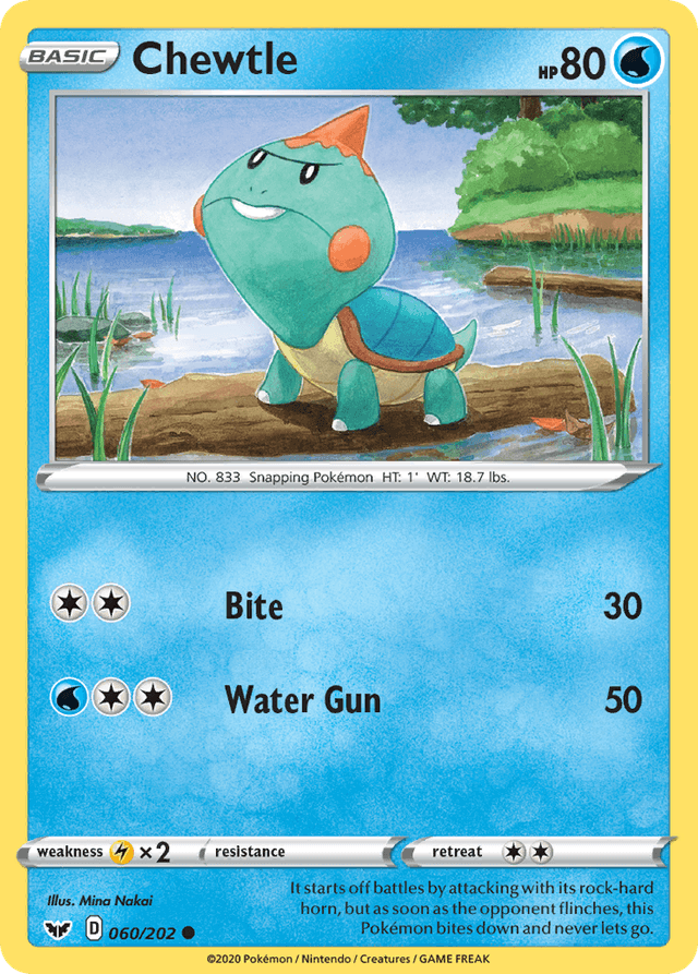 Carta Chewtle 60/202 do set Sword & Shield — Pokémon TCG | Bynx