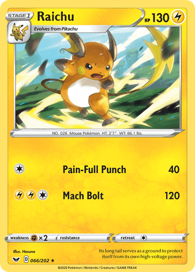 Carta Raichu 66/202 do set Sword & Shield — Pokémon TCG | Bynx