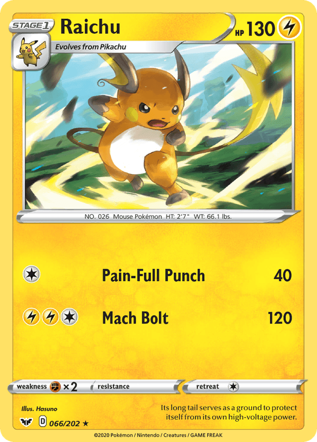 Carta Raichu 66/202 do set Sword & Shield — Pokémon TCG | Bynx