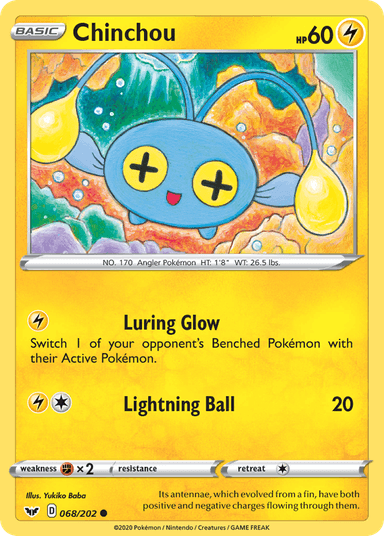 Carta Chinchou 68/202 do set Sword & Shield — Pokémon TCG | Bynx