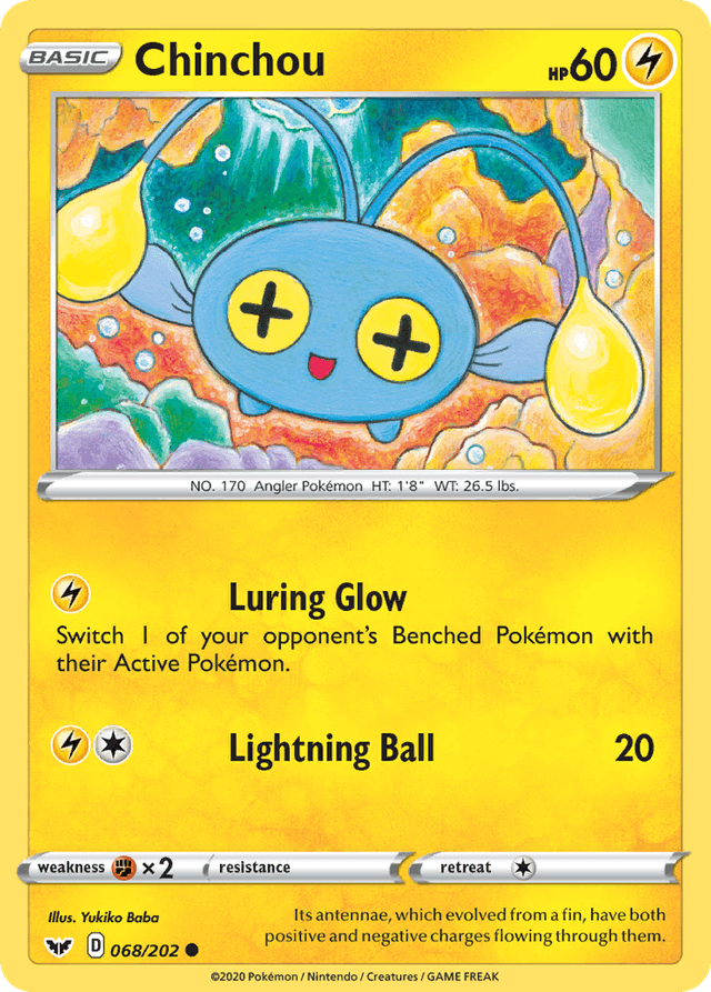 Carta Chinchou 68/202 do set Sword & Shield — Pokémon TCG | Bynx