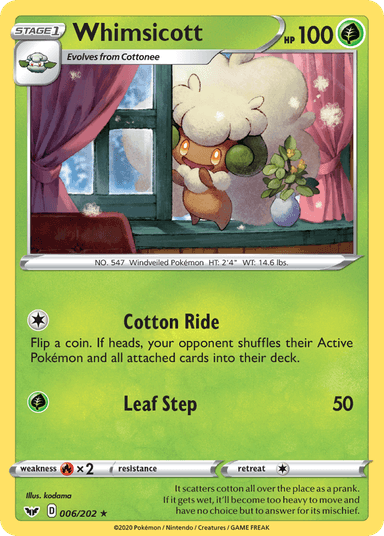Carta Whimsicott 6/202 do set Sword & Shield — Pokémon TCG | Bynx