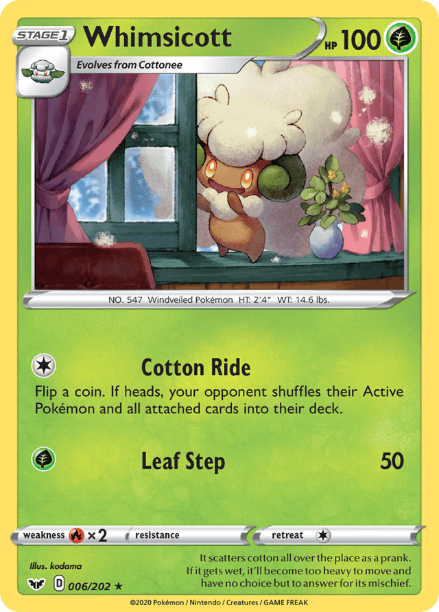 Carta Whimsicott 6/202 do set Sword & Shield — Pokémon TCG | Bynx