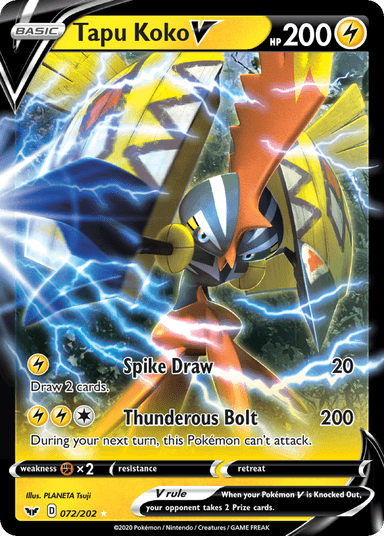 Carta Tapu Koko V 72/202 do set Sword & Shield — Pokémon TCG | Bynx