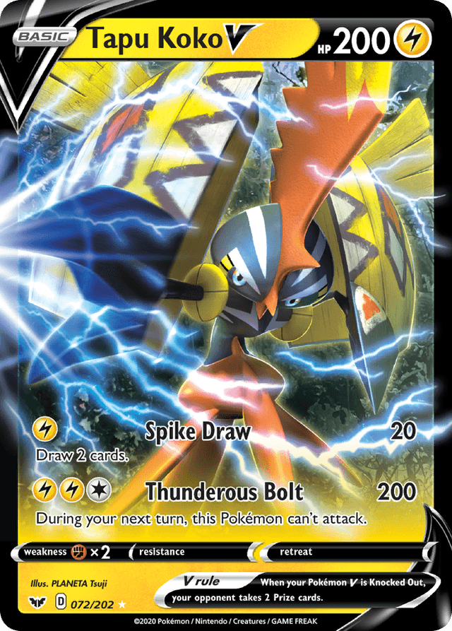 Carta Tapu Koko V 72/202 do set Sword & Shield — Pokémon TCG | Bynx
