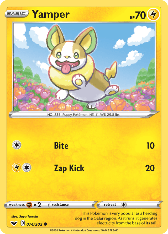 Carta Yamper 74/202 do set Sword & Shield — Pokémon TCG | Bynx
