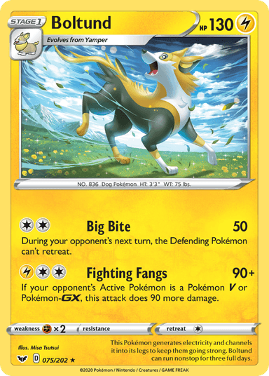 Carta Boltund 75/202 do set Sword & Shield — Pokémon TCG | Bynx
