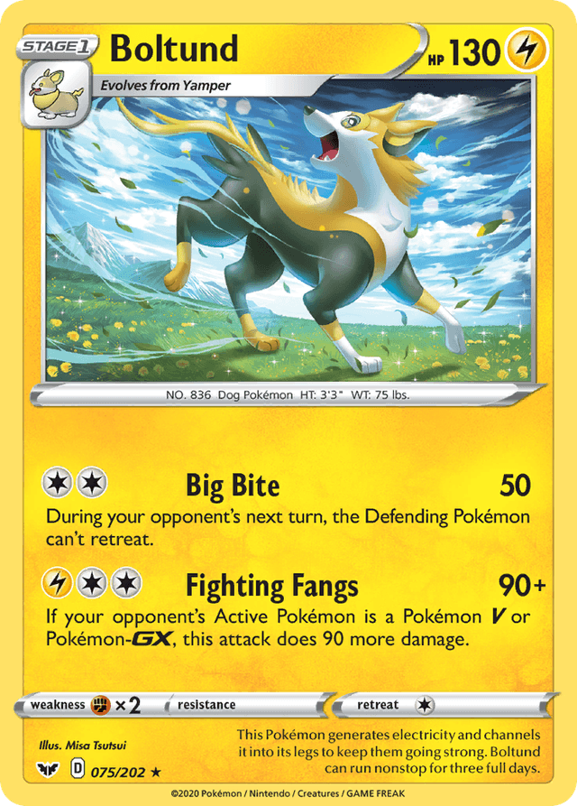 Carta Boltund 75/202 do set Sword & Shield — Pokémon TCG | Bynx