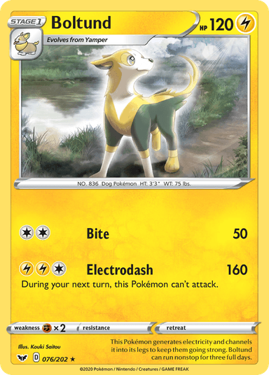 Carta Boltund 76/202 do set Sword & Shield — Pokémon TCG | Bynx