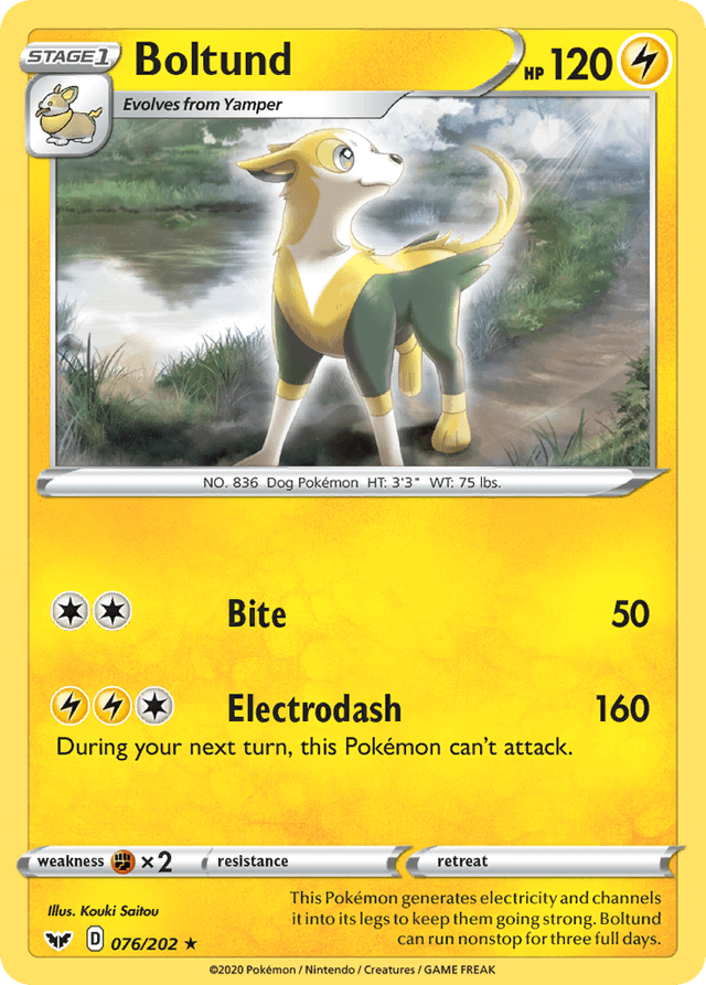 Carta Boltund 76/202 do set Sword & Shield — Pokémon TCG | Bynx