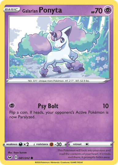 Carta Galarian Ponyta 81/202 do set Sword & Shield — Pokémon TCG | Bynx