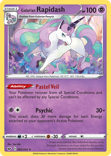 Carta Galarian Rapidash 82/202 do set Sword & Shield — Pokémon TCG | Bynx