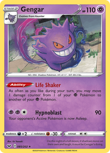 Carta Gengar 85/202 do set Sword & Shield — Pokémon TCG | Bynx