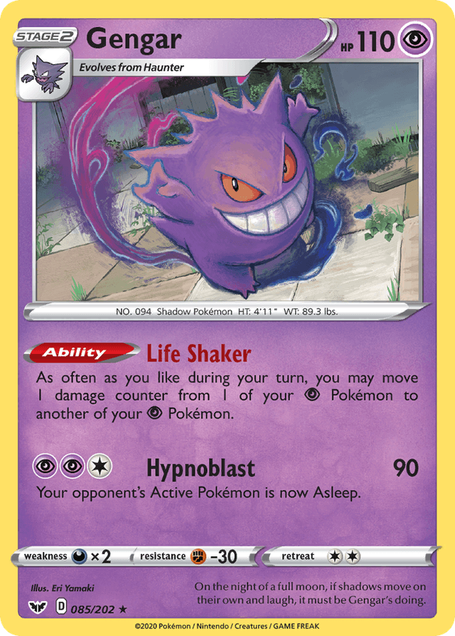 Carta Gengar 85/202 do set Sword & Shield — Pokémon TCG | Bynx