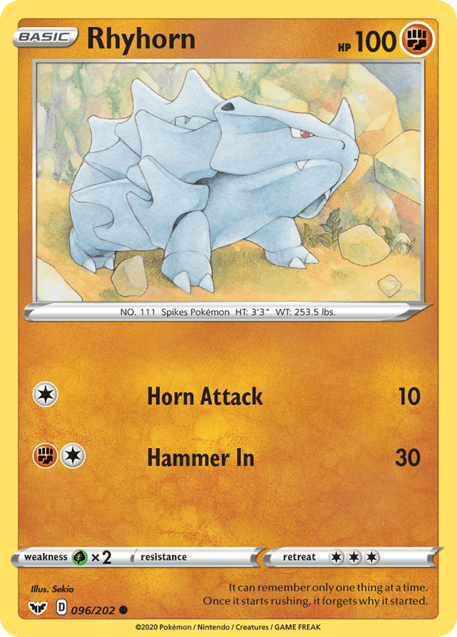 Carta Rhyhorn 96/202 do set Sword & Shield — Pokémon TCG | Bynx