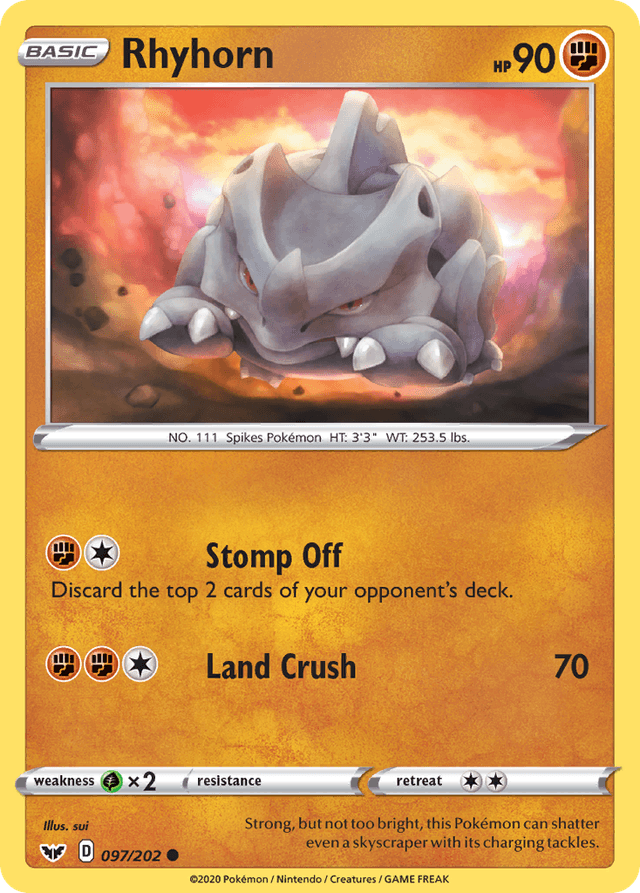 Carta Rhyhorn 97/202 do set Sword & Shield — Pokémon TCG | Bynx