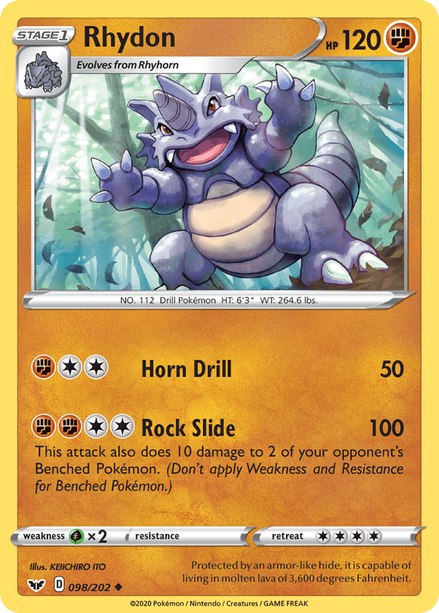 Carta Rhydon 98/202 do set Sword & Shield — Pokémon TCG | Bynx