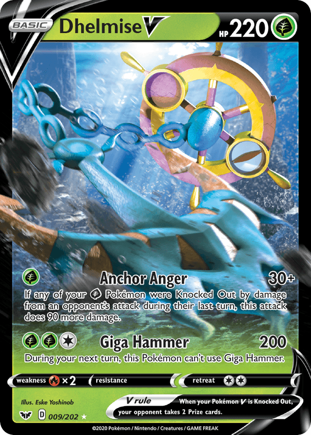 Carta Dhelmise V 9/202 do set Sword & Shield — Pokémon TCG | Bynx