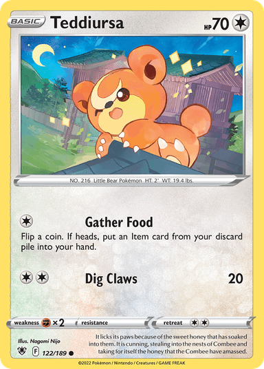 Carta Teddiursa 122/189 do set Astral Radiance — Pokémon TCG | Bynx