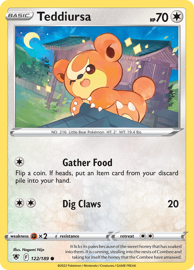 Carta Teddiursa 122/189 do set Astral Radiance — Pokémon TCG | Bynx